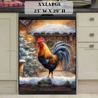 Preview of Christmas Rooster on the Porch magnet in XX Large size.