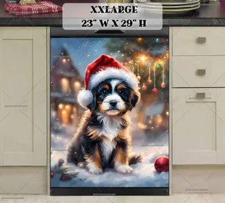 Preview of Christmas Dog in Santa Hat magnet in XX Large size.