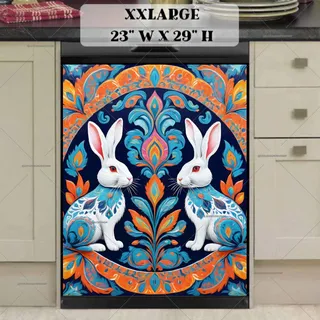 Preview of Folklore Rabbits and Flowers magnet in XX Large size.