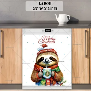 Preview of Christmas Sloth Drinking Hot Cocoa magnet in Large size.