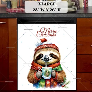 Preview of Christmas Sloth Drinking Hot Cocoa magnet in Extra Large size.