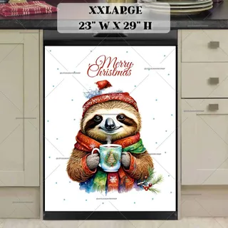 Preview of Christmas Sloth Drinking Hot Cocoa magnet in XX Large size.