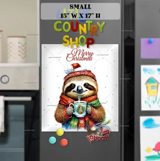 Preview of Christmas Sloth Drinking Hot Cocoa magnet in Small size.