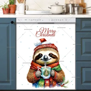 Preview of Christmas Sloth Drinking Hot Cocoa magnet.