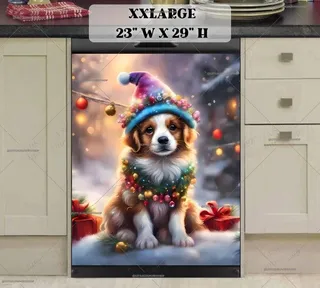 Preview of Christmas Puppy in Elf Hat magnet in XX Large size.