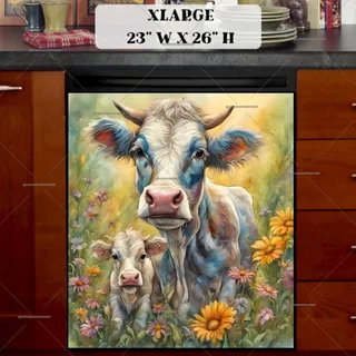 Preview of Beautiful Mom and Baby Cow magnet in Extra Large size.