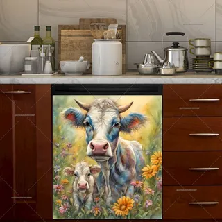 Preview of Beautiful Mom and Baby Cow magnet.