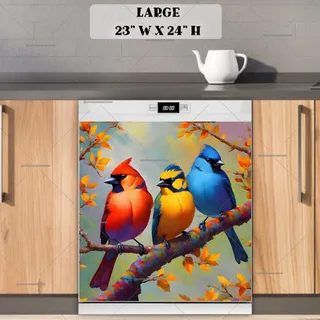 Preview of Colorful Bird Trio magnet in Large size.