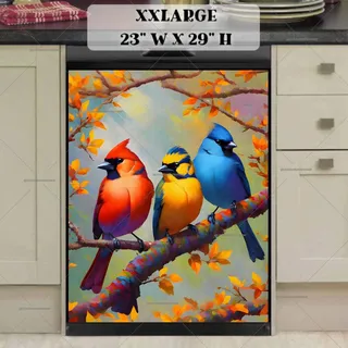 Preview of Colorful Bird Trio magnet in XX Large size.