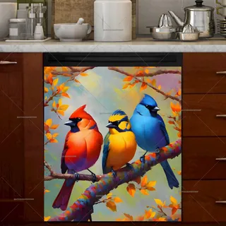 Preview of Colorful Bird Trio magnet.