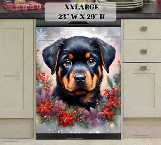 Preview of Christmas Rottweiler Puppy magnet in XX Large size.