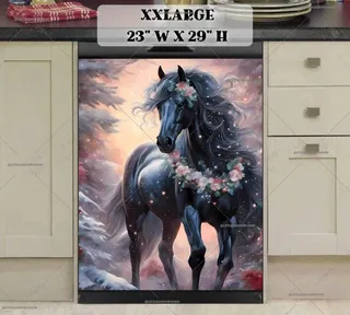 Preview of Black Christmas Horse magnet in XX Large size.