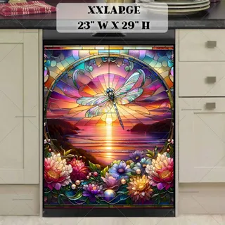 Preview of Stained Glass Sunset Dragonfly magnet in XX Large size.