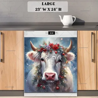 Preview of White Christmas Cow magnet in Large size.