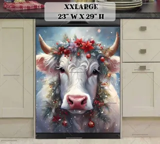 Preview of White Christmas Cow magnet in XX Large size.