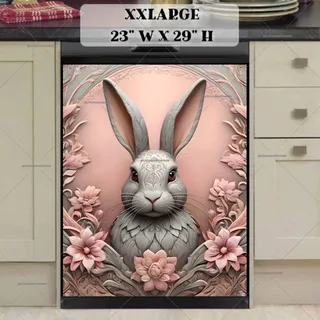 Preview of Tooled Leather Grey Bunny magnet in XX Large size.