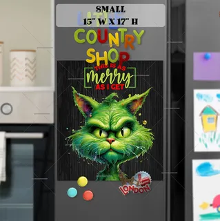 Preview of Grumpy Christmas Grinch Cat magnet in Small size.