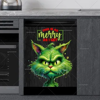 Preview of Grumpy Christmas Grinch Cat magnet.