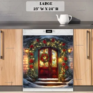 Preview of Beautiful Christmas Cottage Door magnet in Large size.