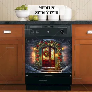 Preview of Beautiful Christmas Cottage Door magnet in Medium size.
