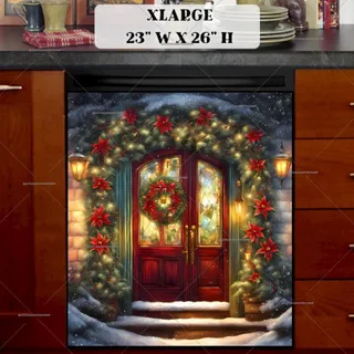 Preview of Beautiful Christmas Cottage Door magnet in Extra Large size.