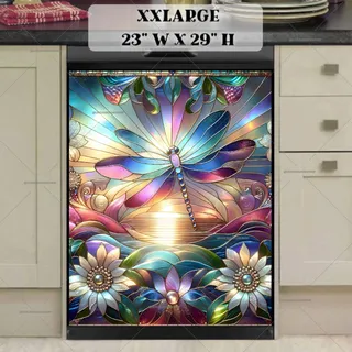 Preview of Stained Glass Dragonfly in the Sunset magnet in XX Large size.