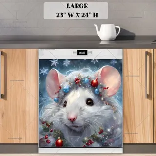 Preview of White Christmas Mouse magnet in Large size.