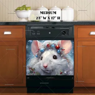 Preview of White Christmas Mouse magnet in Medium size.