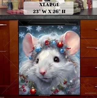 Preview of White Christmas Mouse magnet in Extra Large size.