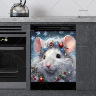 Preview of White Christmas Mouse magnet.