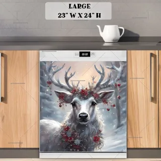 Preview of White Christmas Deer magnet in Large size.