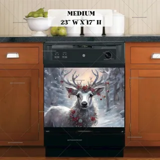 Preview of White Christmas Deer magnet in Medium size.