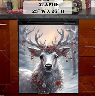 Preview of White Christmas Deer magnet in Extra Large size.