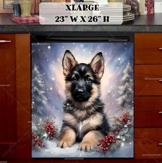 Preview of Christmas German Shepherd Puppy magnet in Extra Large size.