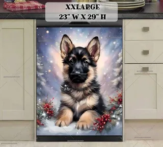 Preview of Christmas German Shepherd Puppy magnet in XX Large size.