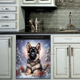 Preview of Christmas German Shepherd Puppy magnet.