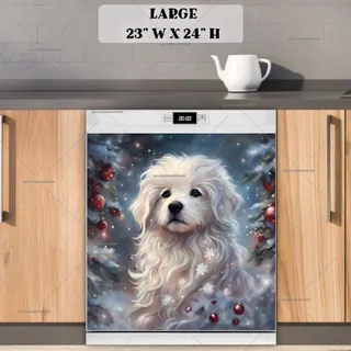 Preview of White Christmas Dog magnet in Large size.