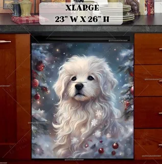 Preview of White Christmas Dog magnet in Extra Large size.