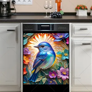 Preview of Beautiful Blue Bird and Flowers magnet.