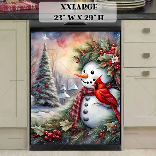 Preview of Snowman with a Cardinal magnet in XX Large size.