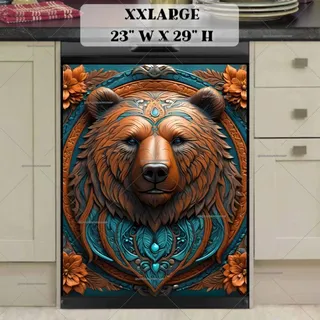 Preview of Tooled Leather Brown Bear magnet in XX Large size.