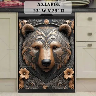 Preview of Tooled Leather Grizzly Bear magnet in XX Large size.