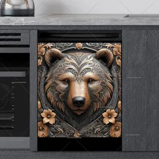 Preview of Tooled Leather Grizzly Bear magnet.