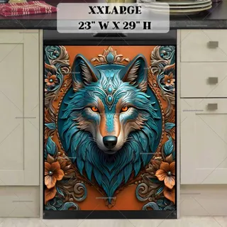 Preview of Tooled Leather Wolf magnet in XX Large size.