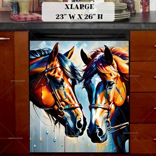 Preview of Brown Horse Couple magnet in Extra Large size.