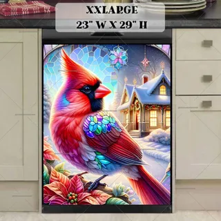 Preview of Stained Glass Christmas Cardinals magnet in XX Large size.