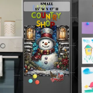 Preview of Smiling Cottage Snowman magnet in Small size.