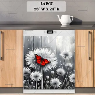 Preview of Red Butterfly and Dandelions magnet in Large size.