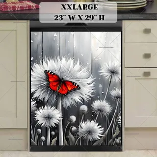 Preview of Red Butterfly and Dandelions magnet in XX Large size.