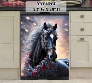 Preview of Black Winter Horse magnet in XX Large size.